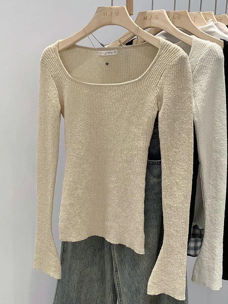 Pull à manches longues en maille côtelée