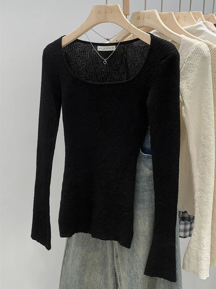 Pull à manches longues en maille côtelée