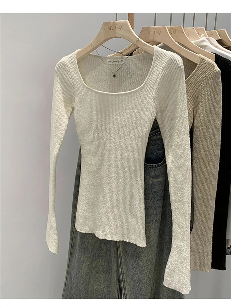 Pull à manches longues en maille côtelée